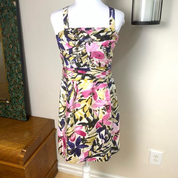 NEW Banana Republic Sz 8P Petite 100% Silk Strapless Ruched Convertible Dress - Picture 4 of 15
